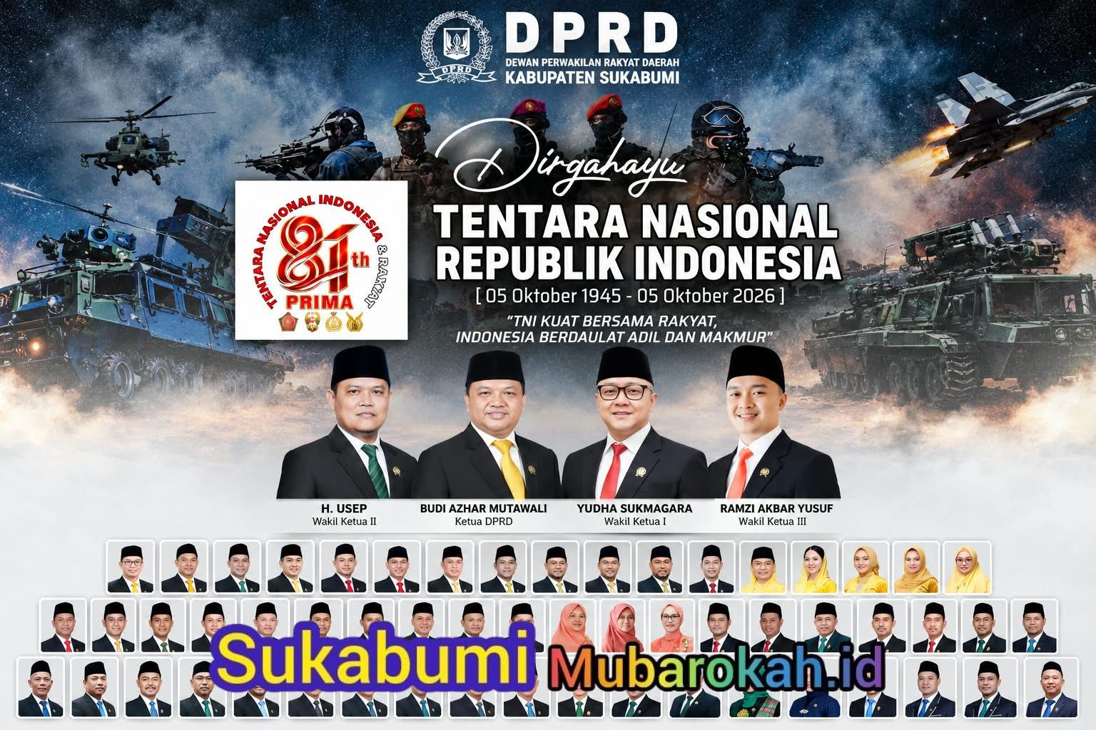 HUT TNI ke-81, DPRD Sukabumi Apresiasi Peran TNI Jaga NKRI